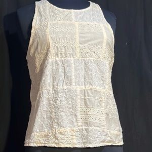 American Eagle Outfitters cotton eyelet patch tank with lace-up back